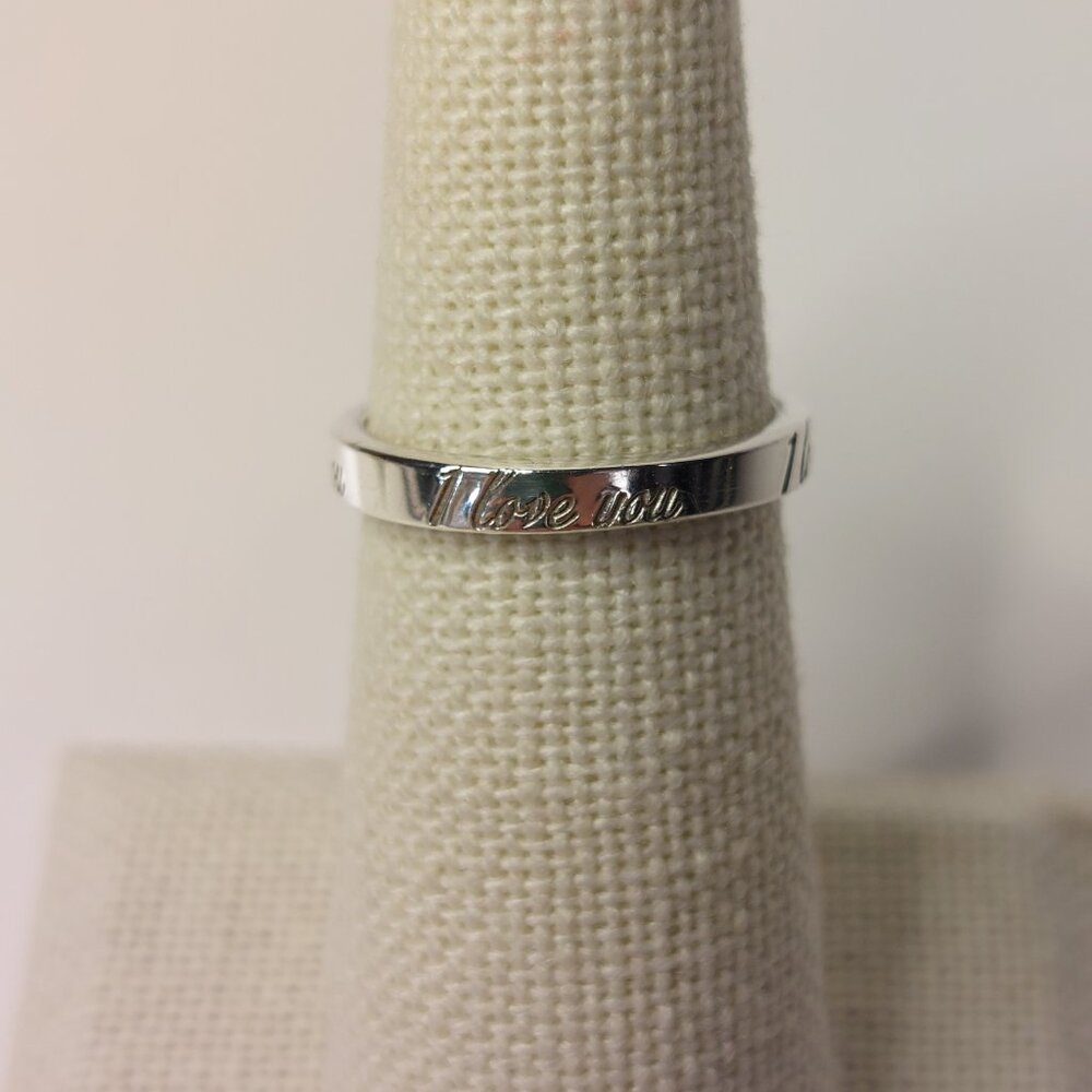 Tiffany & Co. Sterling Silver I Love You Size 5.75 Stacking Band Ring - Picture 2 of 5